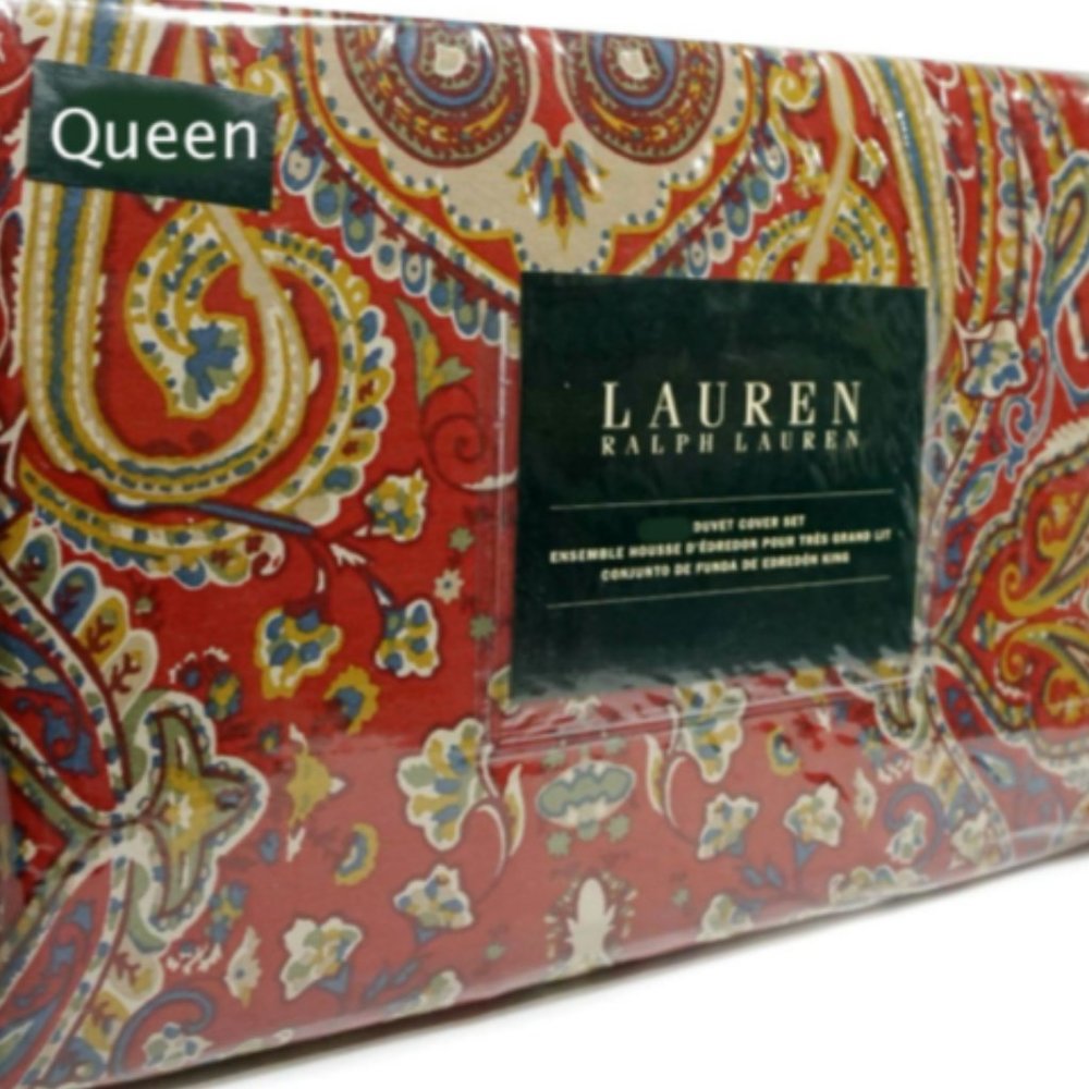 RALPH LAUREN Paisley Queen Duvet Cover Set 3 PC